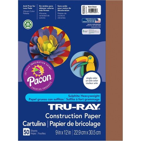 TRU-RAY Paper, Const, 9X12, Brown, 50Sh Pk PAC103025